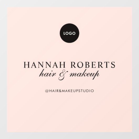 Blush Roze Script Logo Haar Make-up Studio Raamsticker (Vel)