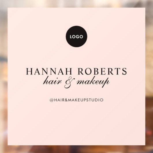 Blush Roze Script Logo Haar Make-up Studio Raamsticker (Vel 2)