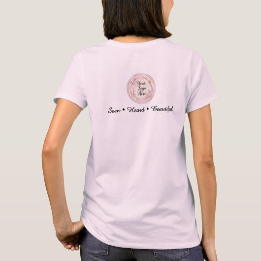 Blush Roze Script Logo Make-up Bemanning T-shirt (Achterkant)