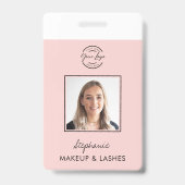 Blush Roze Script Logo Personeels ID Foto Make-up Badge (Voorzijde)