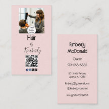 Blush Roze Script Logo QR Code Foto Kapsalon