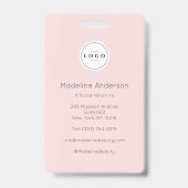 Blush Roze Script Logo QR Code Foto Make-up Badge (Achterkant)