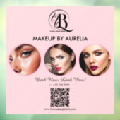 Blush Roze Script Logo QR Code Foto Make-up Raamsticker (Vel 3)