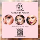 Blush Roze Script Logo QR Code Foto Make-up Raamsticker (Vel 2)