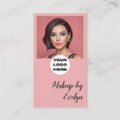 Blush Roze Script Logo QR Code Foto Make-up Visitekaartje (Voorkant)