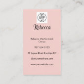 Blush Roze Script Logo QR Code Foto Nagel Manicure Visitekaartje (Achterkant)
