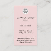 Blush Roze Script Logo QR Code Foto Nagelsalon Visitekaartje (Achterkant)