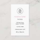 Blush Roze Script Logo QR Code Foto Nagelsalon Visitekaartje (Achterkant)