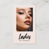 Blush Roze Script Logo QR Code Foto Wimper Artiest Visitekaartje (Voorkant)