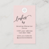 Blush Roze Script Logo QR Code Foto Wimpers Make-u Visitekaartje (Achterkant)