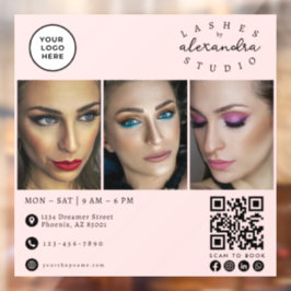 Blush Roze Script Logo QR Code Foto Wimpers Raamsticker