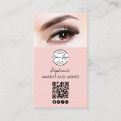 Blush Roze Script Logo QR Code Foto Wimpers Studio Visitekaartje (Voorkant)