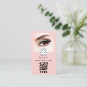 Blush Roze Script Logo QR Code Foto Wimpers Studio Visitekaartje (Staand voorkant)
