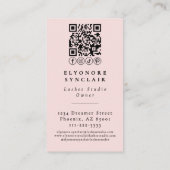 Blush Roze Script Logo QR Code Foto Wimpers Visitekaartje (Achterkant)