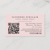 Blush Roze Script Logo QR Code Foto Wimpers Visitekaartje (Achterkant)