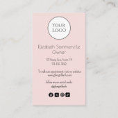 Blush Roze Script Logo QR Code Foto Wimpers Visitekaartje (Achterkant)