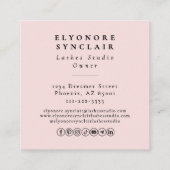 Blush Roze Script Logo QR Code Wimpers Vierkante Visitekaartje (Achterkant)