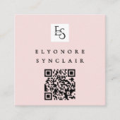 Blush Roze Script Logo QR Code Wimpers Vierkante Visitekaartje (Voorkant)