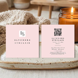 Blush Roze Script Logo QR Code Wimpers Vierkante Visitekaartje
