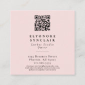Blush Roze Script Logo QR Code Wimpers Vierkante Visitekaartje (Achterkant)