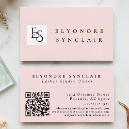 Blush Roze Script Logo QR Code Wimpers Visitekaartje