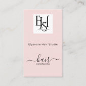 Blush Roze Script Logo QR Sociale Haarverlenging Visitekaartje (Voorkant)