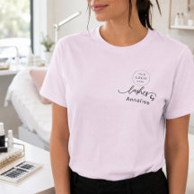 Blush Roze Script Logo Wimpers Studio Personeel T-