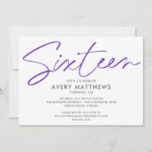 Blush roze Script Modern Sweet 16 Birthday Party Kaart (Voorkant)