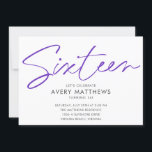 Blush roze Script Modern Sweet 16 Birthday Party Kaart<br><div class="desc">Blush Roze script Modern Sweet 16 Birthday Party Invitation - Modern,  trendy blush roze script typografie met alle belangrijke festiviteitsdetails. De foto van het verjaardagsmeisje staat op de achterkant van de uitnodiging. Zo chic.</div>
