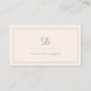 Blush roze Script Monogram   Minimalistisch Visitekaartje