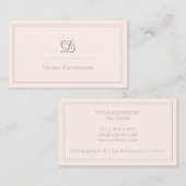 Blush roze Script Monogram | Minimalistisch Visitekaartje (Voorkant / Achterkant)