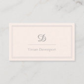 Blush roze Script Monogram | Minimalistisch Visitekaartje (Voorkant)