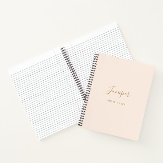 Blush Roze Script Name Modern Minimum Notitieboek (Binnen)