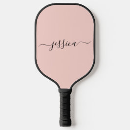 Blush roze script name pickleball paddle