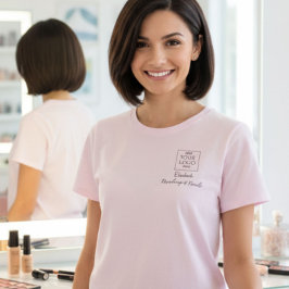 Blush Roze Script Personeelsnaam Zakelijk Logo Mak T-shirt