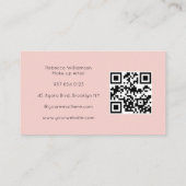 Blush Roze Script QR Code Foto Make-up Visitekaartje (Achterkant)