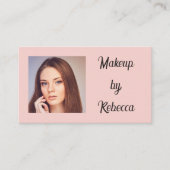 Blush Roze Script QR Code Foto Make-up Visitekaartje (Voorkant)