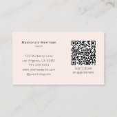 Blush Roze Script QR Code Foto Make-up Visitekaartje (Achterkant)