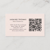 Blush Roze Script QR Code Foto Nagelsalon Visitekaartje (Achterkant)