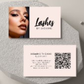 Blush Roze Script QR Code Foto Wimper Artiest Visitekaartje