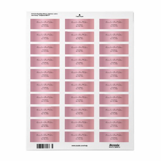 Blush roze script retouradres etiket (Full Sheet)
