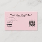 Blush Roze Script Sociaal Icoon QR Code 3 Foto Visitekaartje (Achterkant)