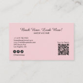 Blush Roze Script Sociaal Icoon QR Code 3 Foto  Visitekaartje (Achterkant)