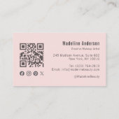Blush Roze Script Sociaal Icoon QR Code Foto Make- Visitekaartje (Achterkant)