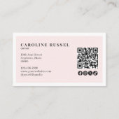 Blush Roze Script Sociaal Icoon QR Code Foto Make- Visitekaartje (Achterkant)