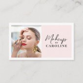 Blush Roze Script Sociaal Icoon QR Code Foto Make- Visitekaartje (Voorkant)