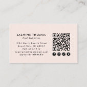 Blush Roze Script Sociaal Icoon QR Code Foto Nagel Visitekaartje (Achterkant)