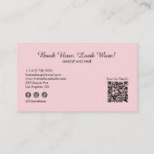 Blush Roze Script Sociaal Icoon QR Code Foto Visitekaartje (Achterkant)