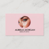 Blush Roze Script Sociaal Icoon QR Code Foto Visitekaartje (Voorkant)