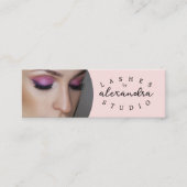 Blush Roze Script Sociaal Icoon QR Code Foto Wimpe Mini Visitekaartje (Voorkant)